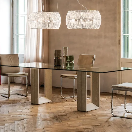 Table with marble base and crystal top Diapason by Cattelan Italia.