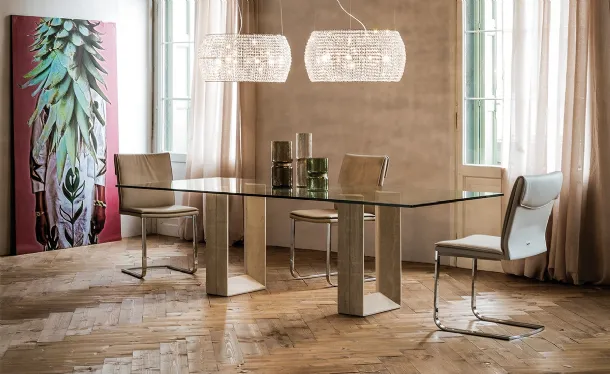 Table with marble base and crystal top Diapason by Cattelan Italia.