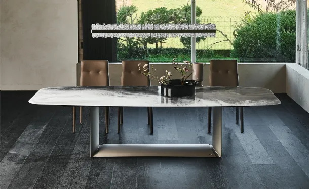 Table with steel base and crystal top with Dragon Crystal art print by Cattelan Italia.