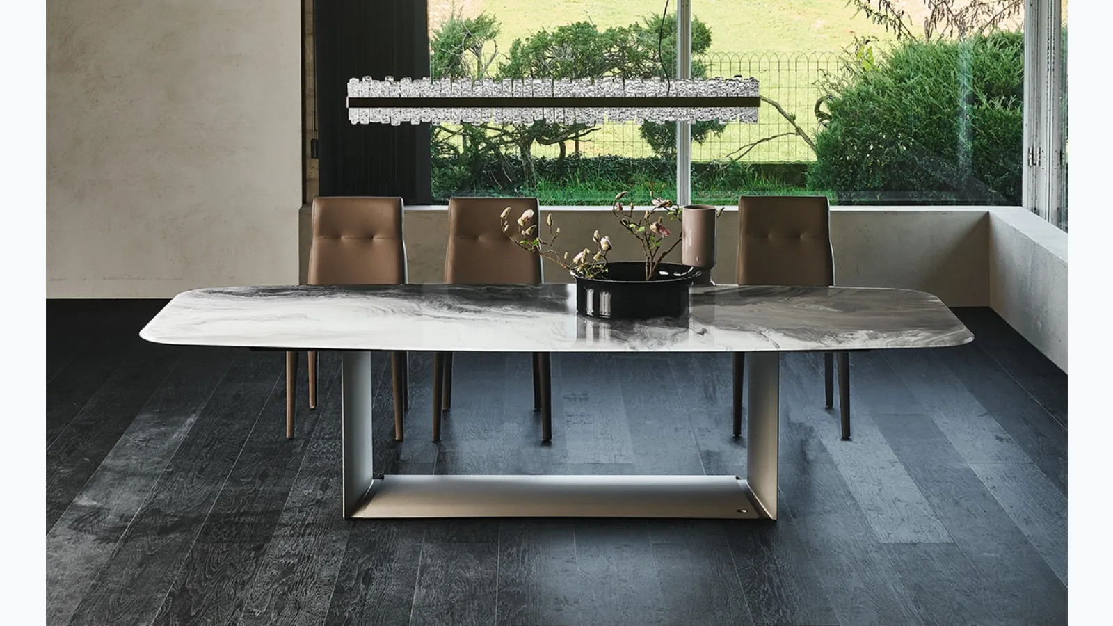 Table with steel base and crystal top with Dragon Crystal art print by Cattelan Italia.