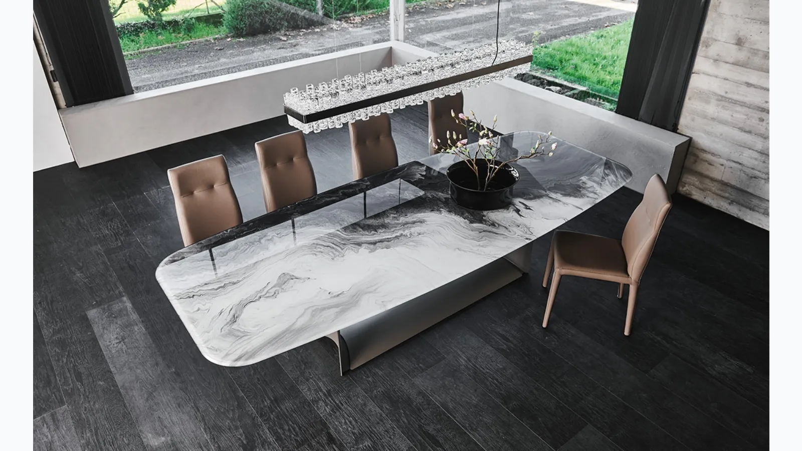 Table with steel base and crystal top with Dragon Crystalart print by Cattelan Italia