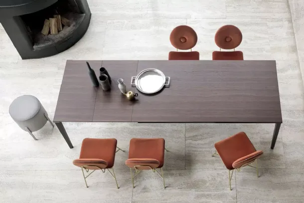 Extendable table Echo IN with melamine wood effect top by Bontempi.