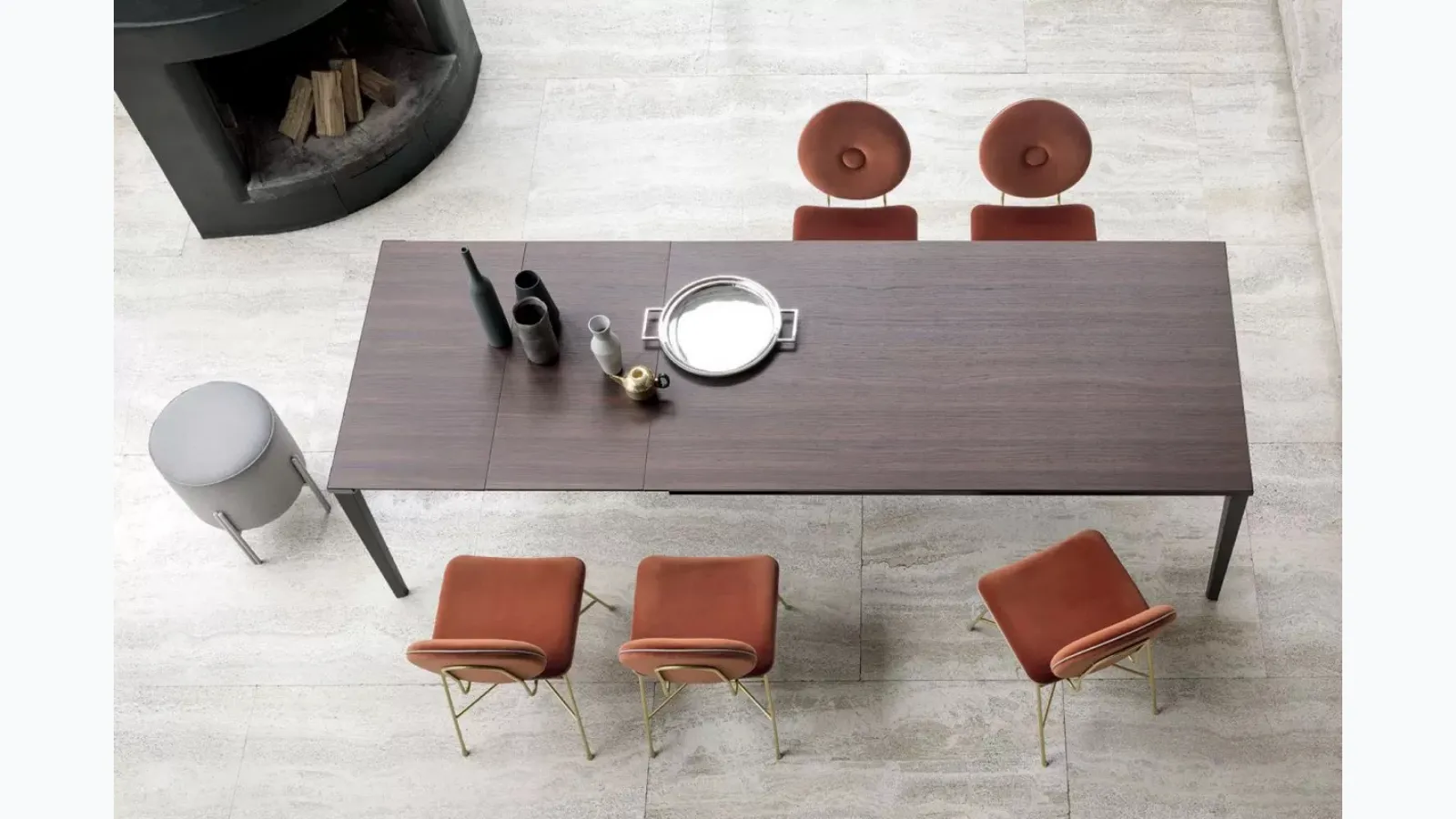 Extendable table Echo IN with melamine wood effect top by Bontempi.