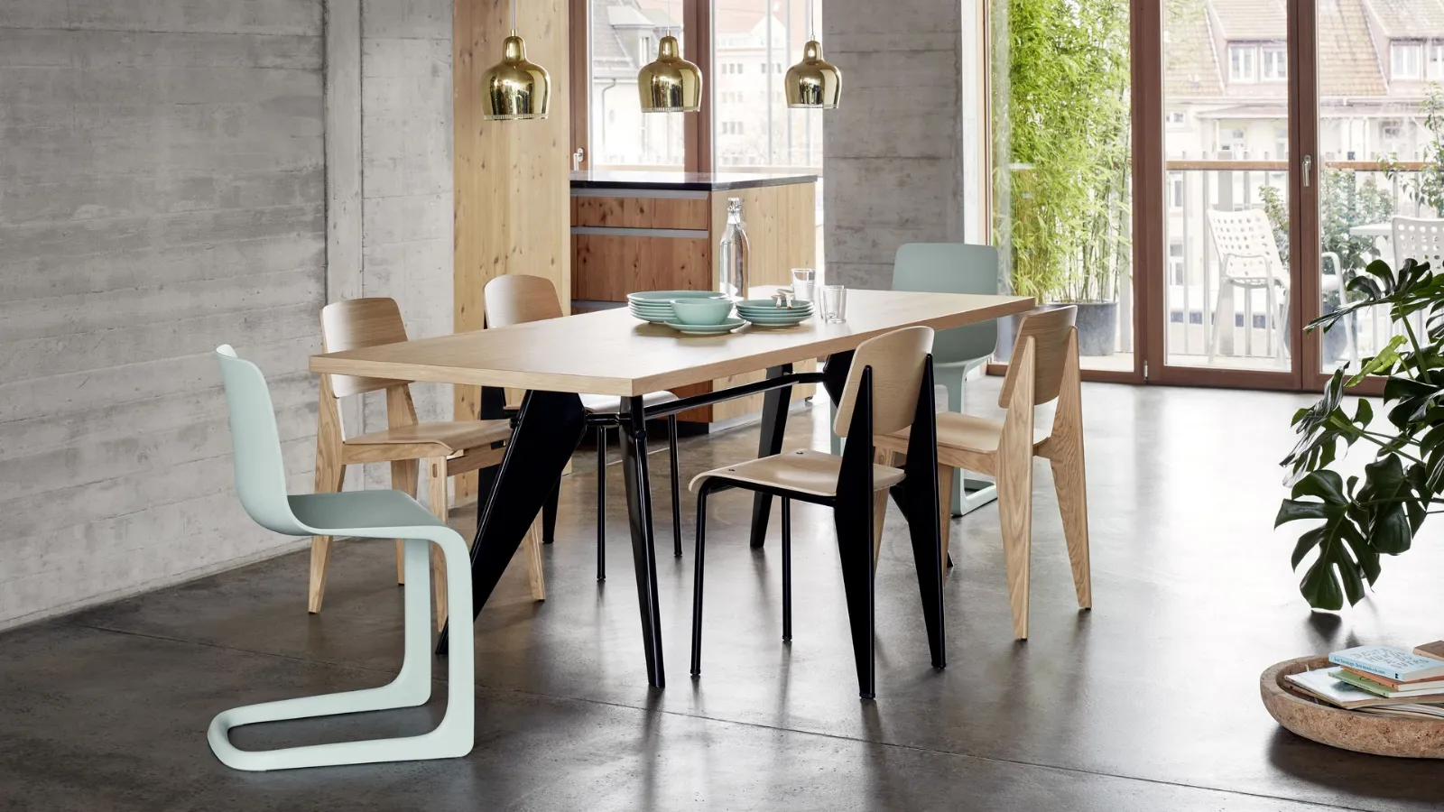 EM Table in oak by Vitra.