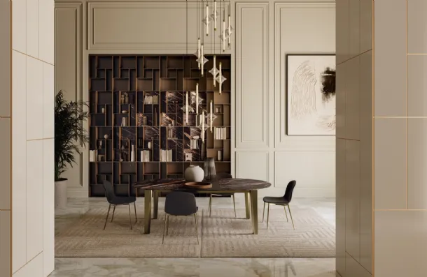 Etro XXL extendable table in SuperMarmo by Bontempi