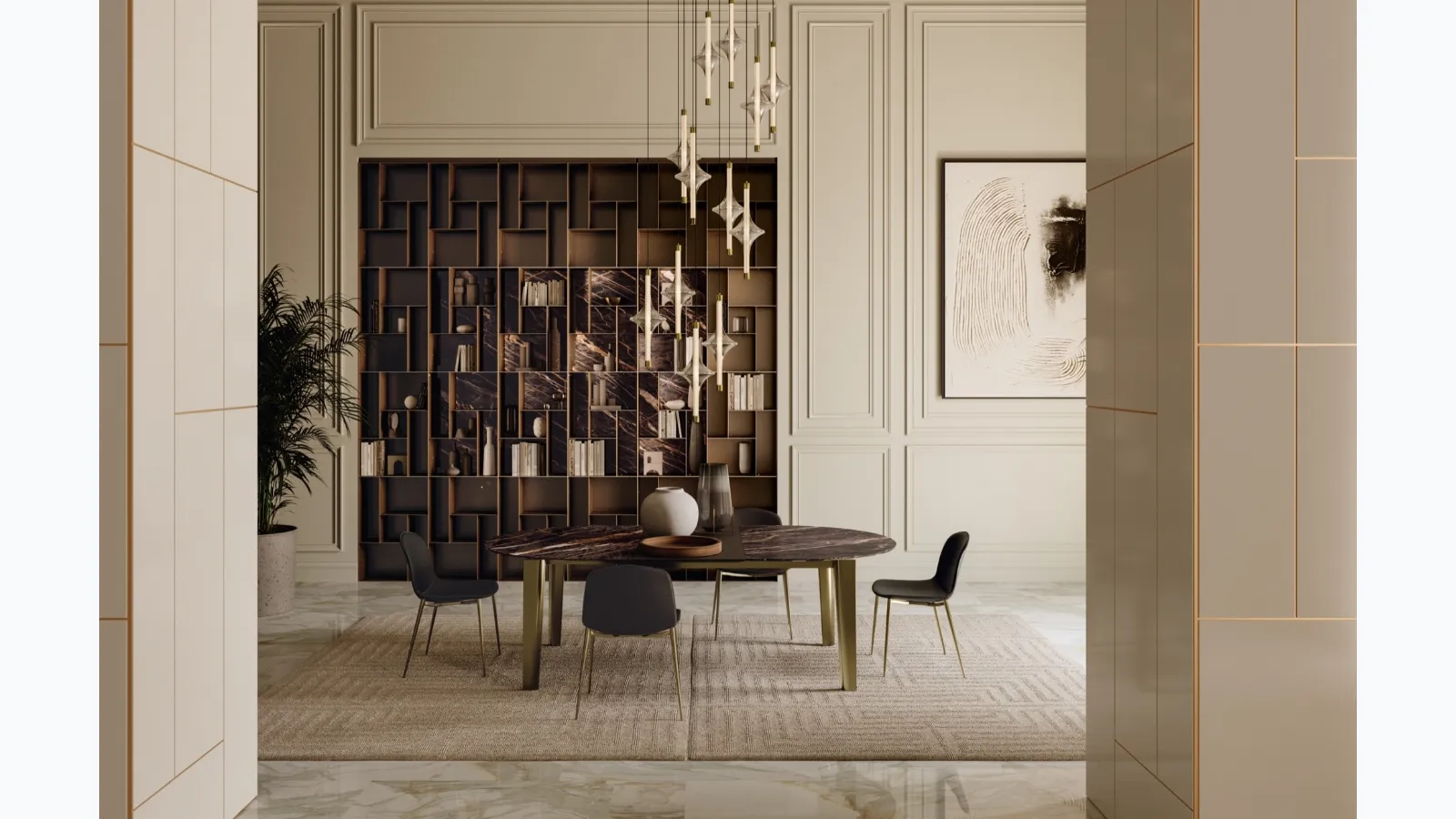 Etro XXL extendable table in SuperMarmo by Bontempi