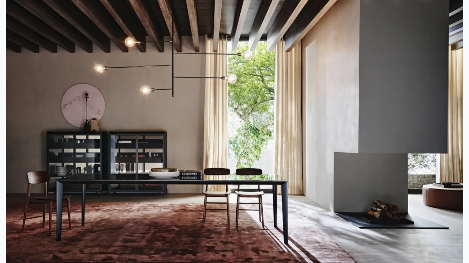 Filigree table with Molteni & C glass top.
