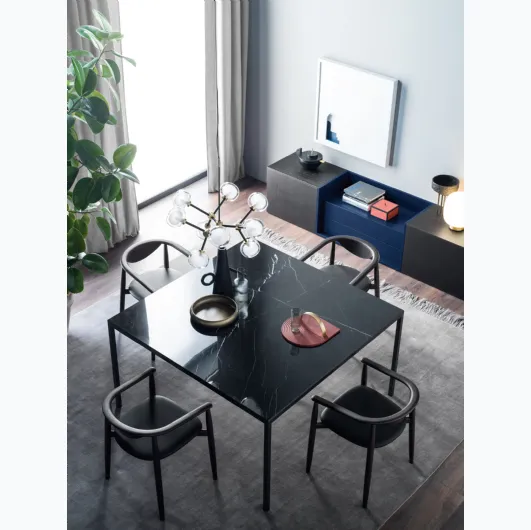 Square table with Light Stone wire by Novamobili.