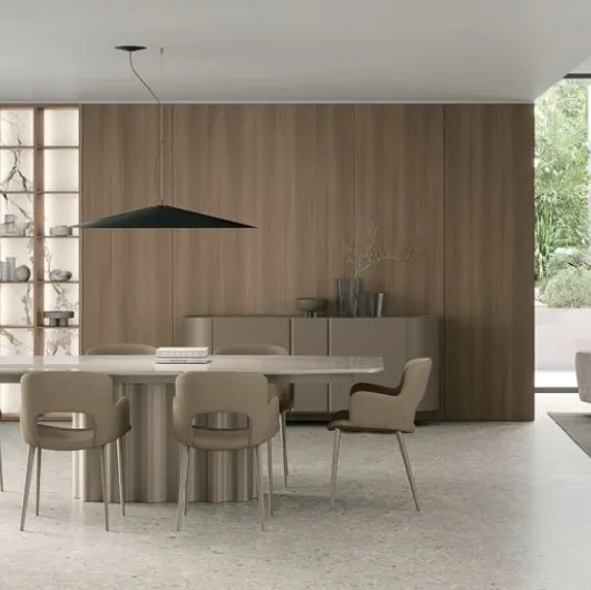 Fortuny table with stoneware top and metal structure by Tomasella.