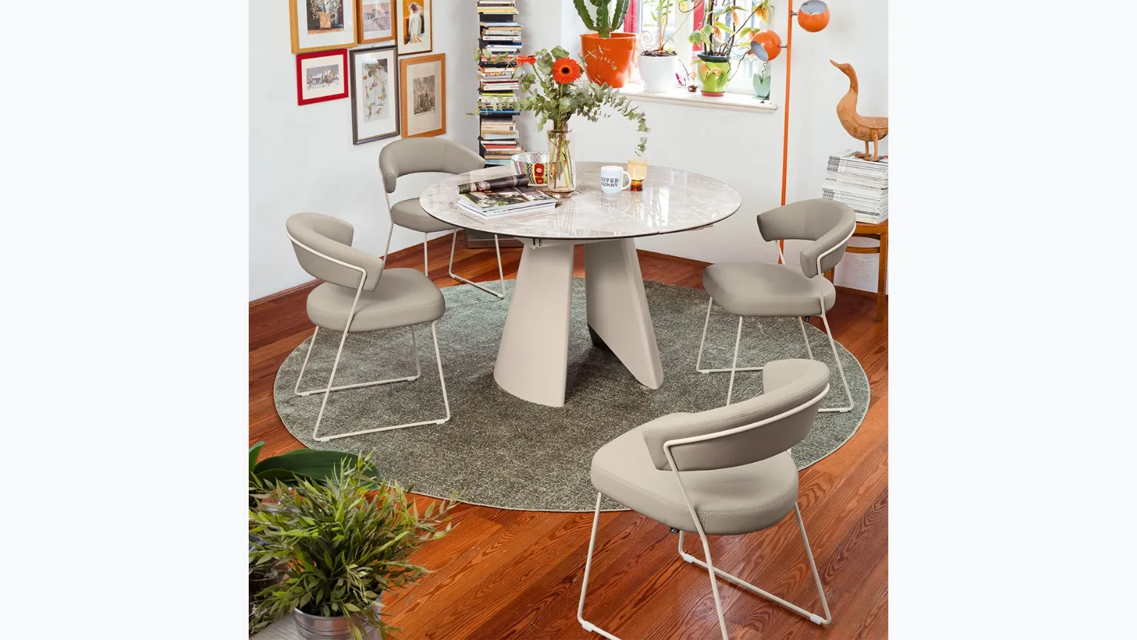 Frac extendable round table in ceramic by Connubia