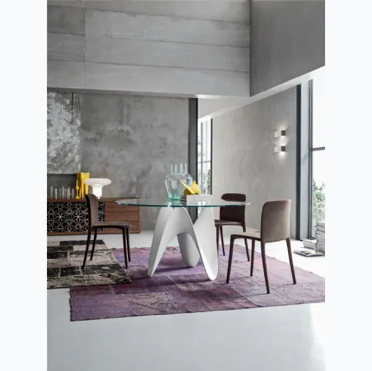Table with Technoril base and glass top Gaya by Tonin Casa