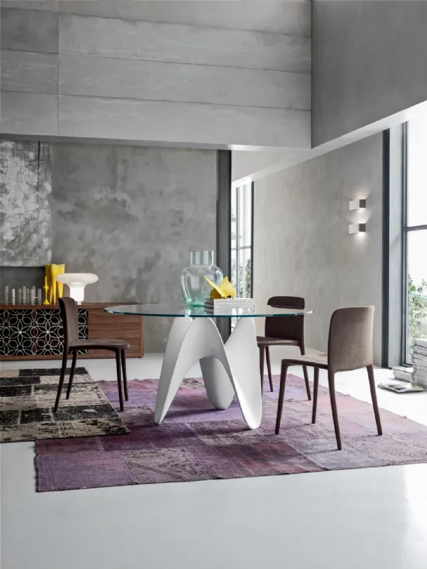Table with Technoril base and glass top Gaya by Tonin Casa