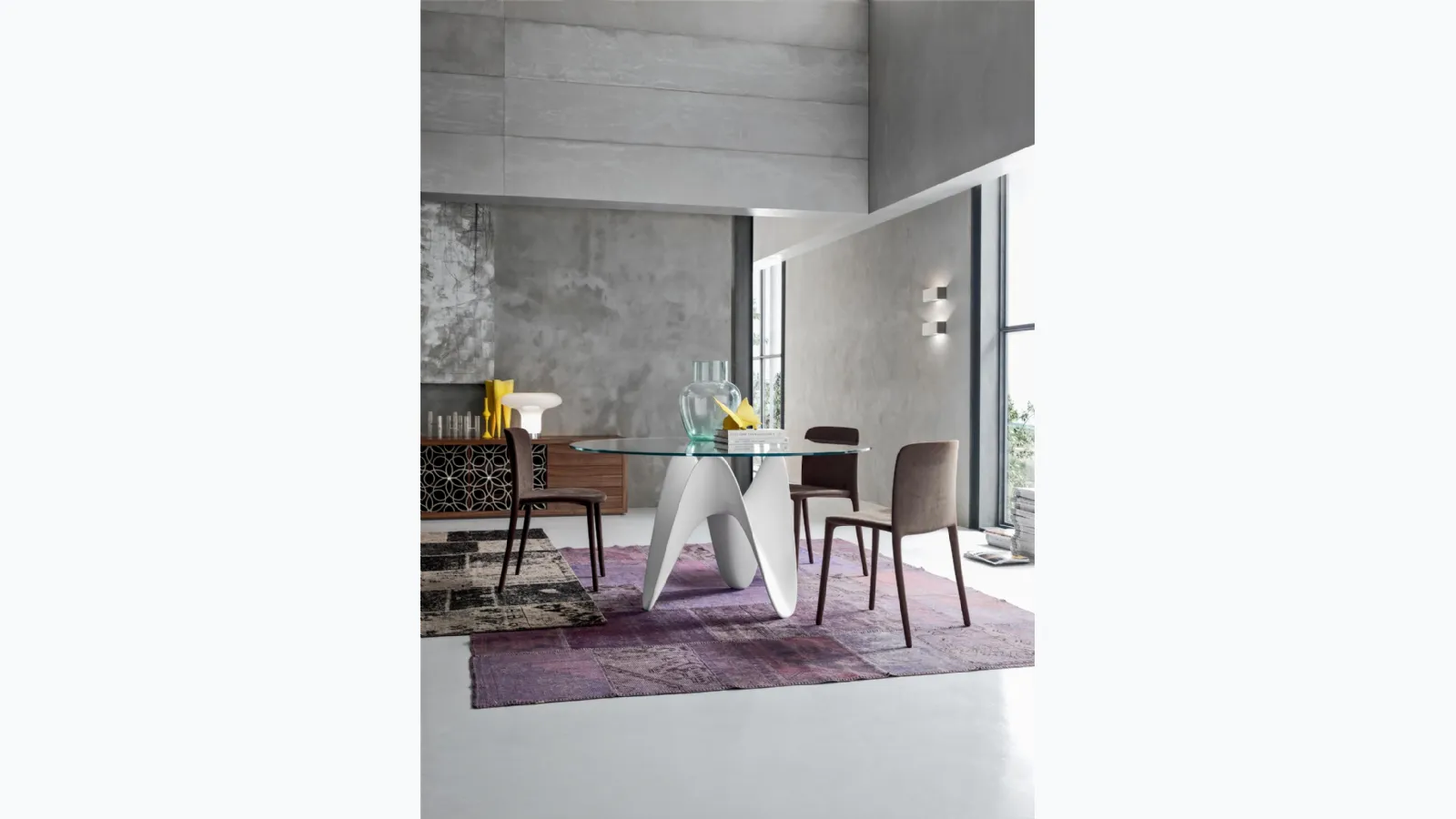 Table with Technoril base and glass top Gaya by Tonin Casa