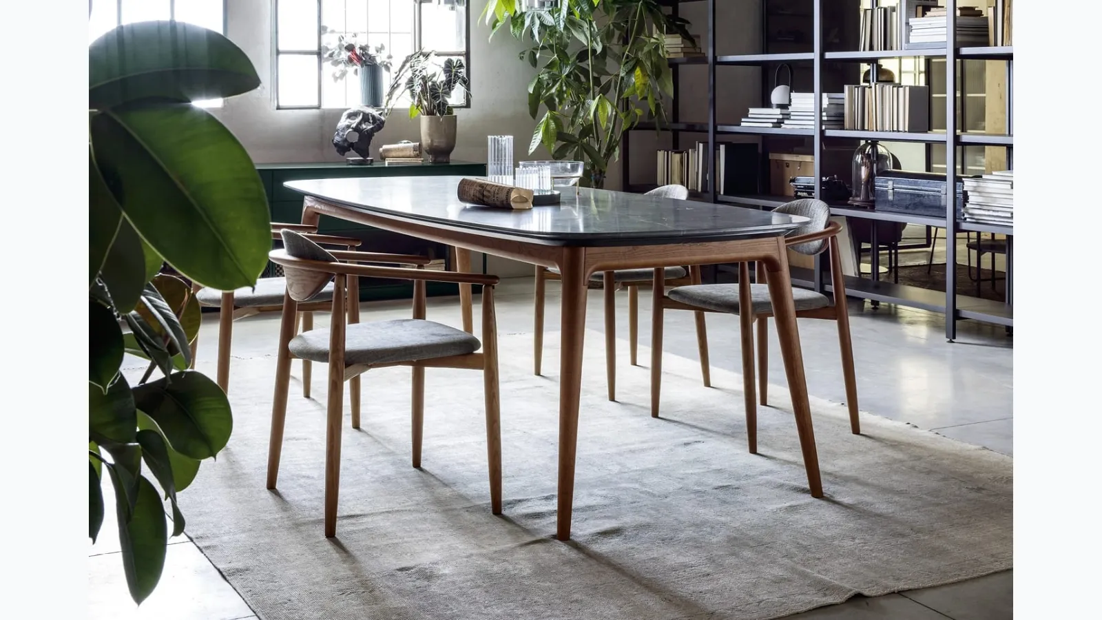 Hanami table with marble top by Novamobili