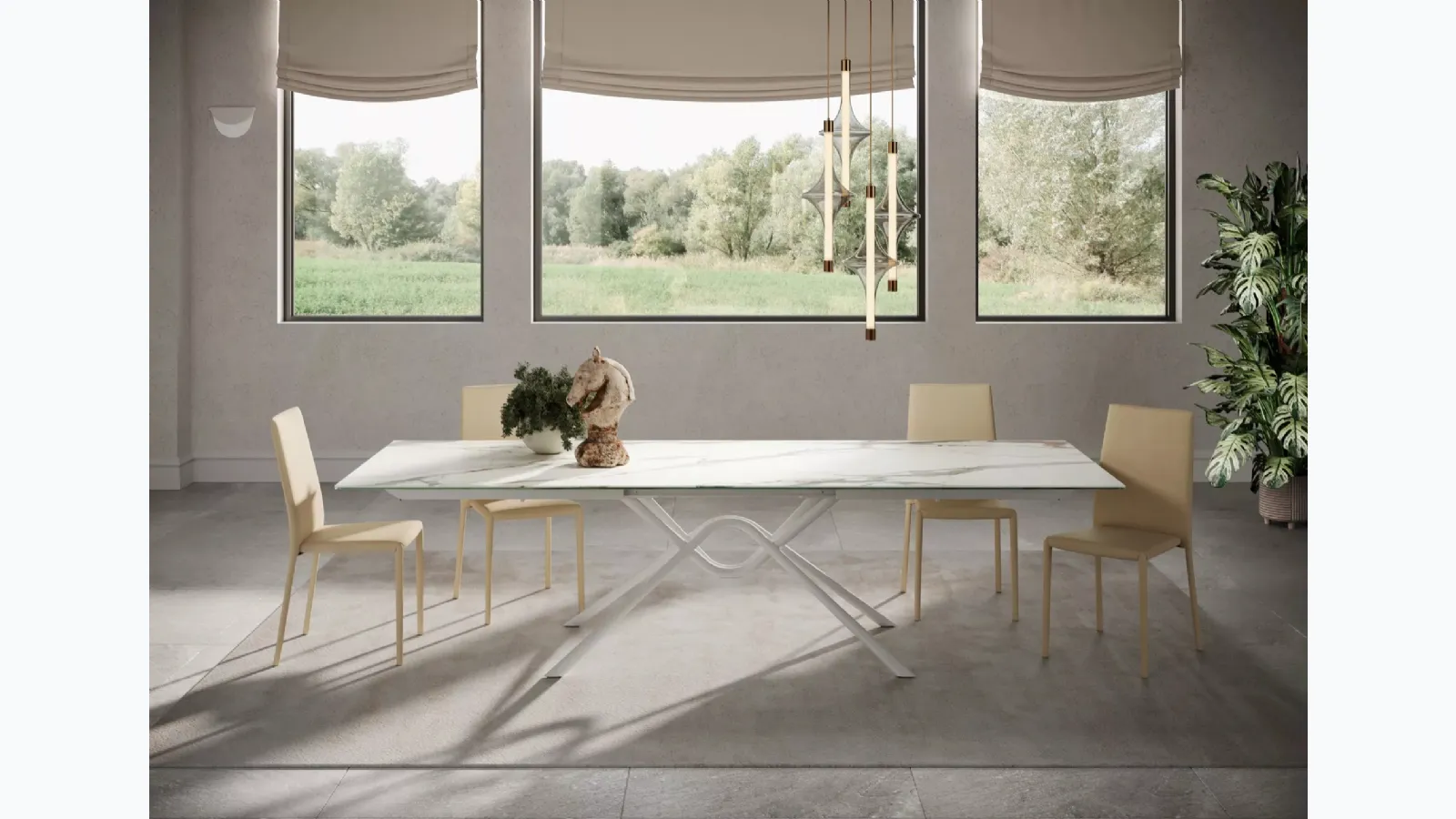 Hunter table in SuperMarble by Bontempi.