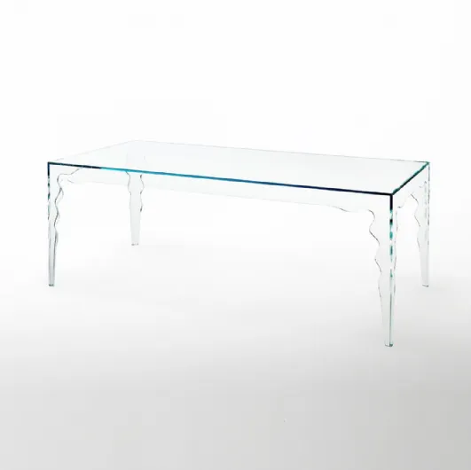 Rectangular Jabot table in extra light crystal with shaped legs by Glas Italia.