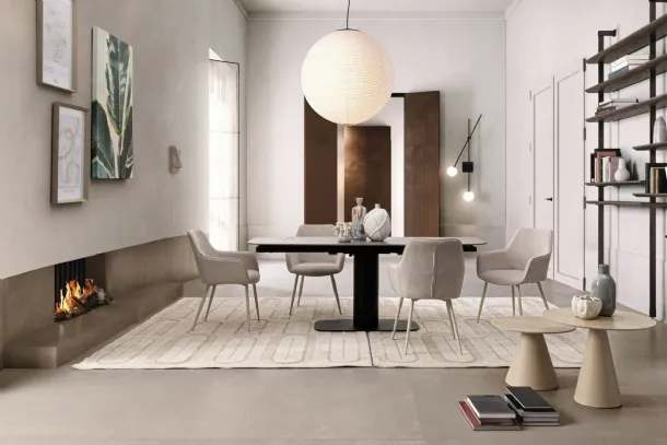 Extendable Jeremias table in porcelain stoneware by Bizzotto