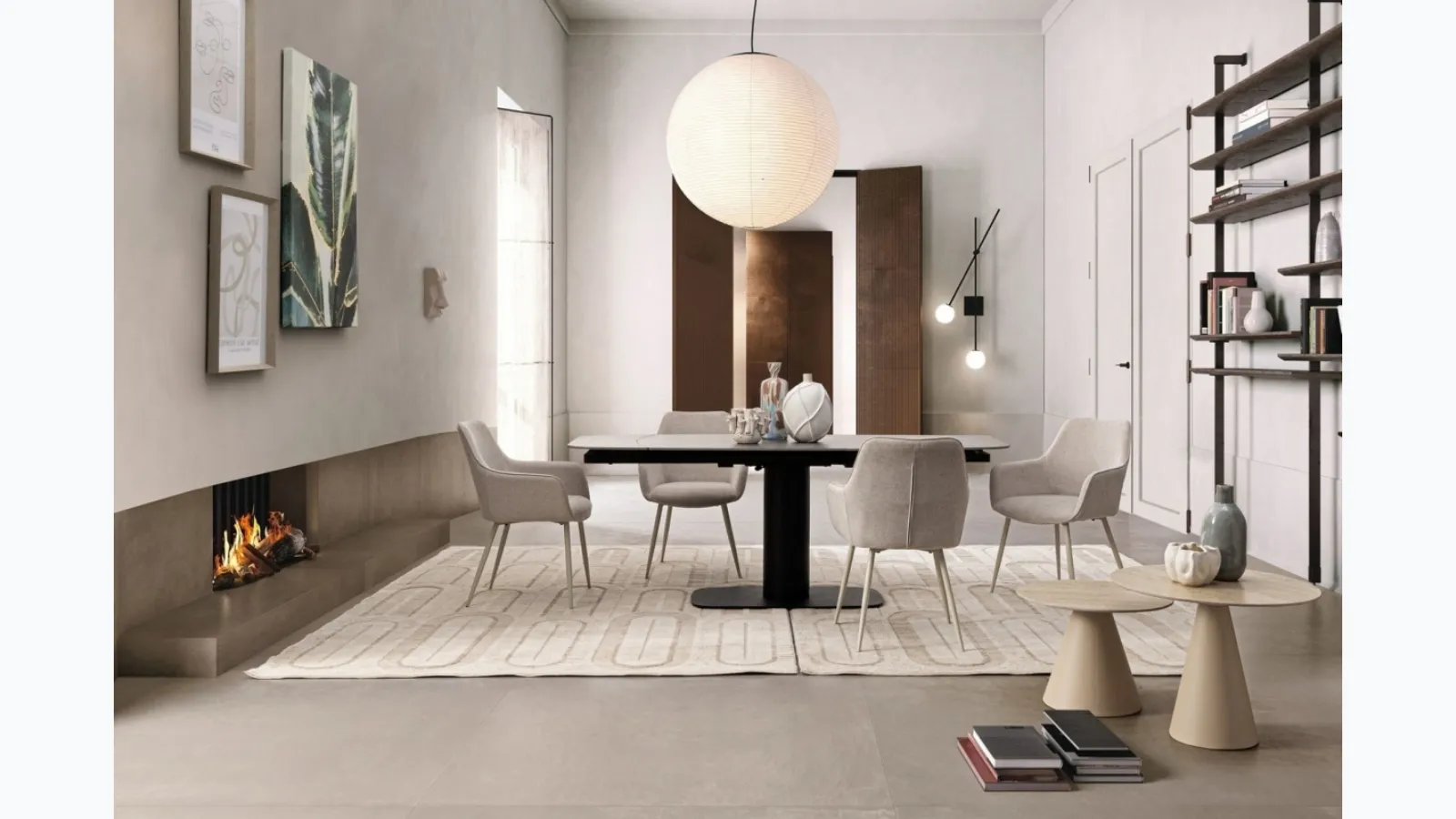 Extendable Jeremias table in porcelain stoneware by Bizzotto