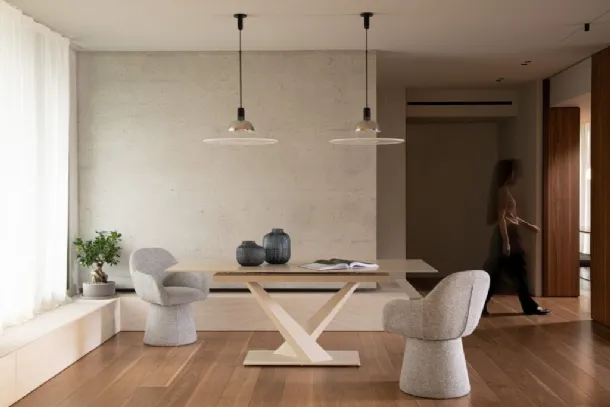 Johannes Table in Ivory Porcelain Stoneware by Bizzotto