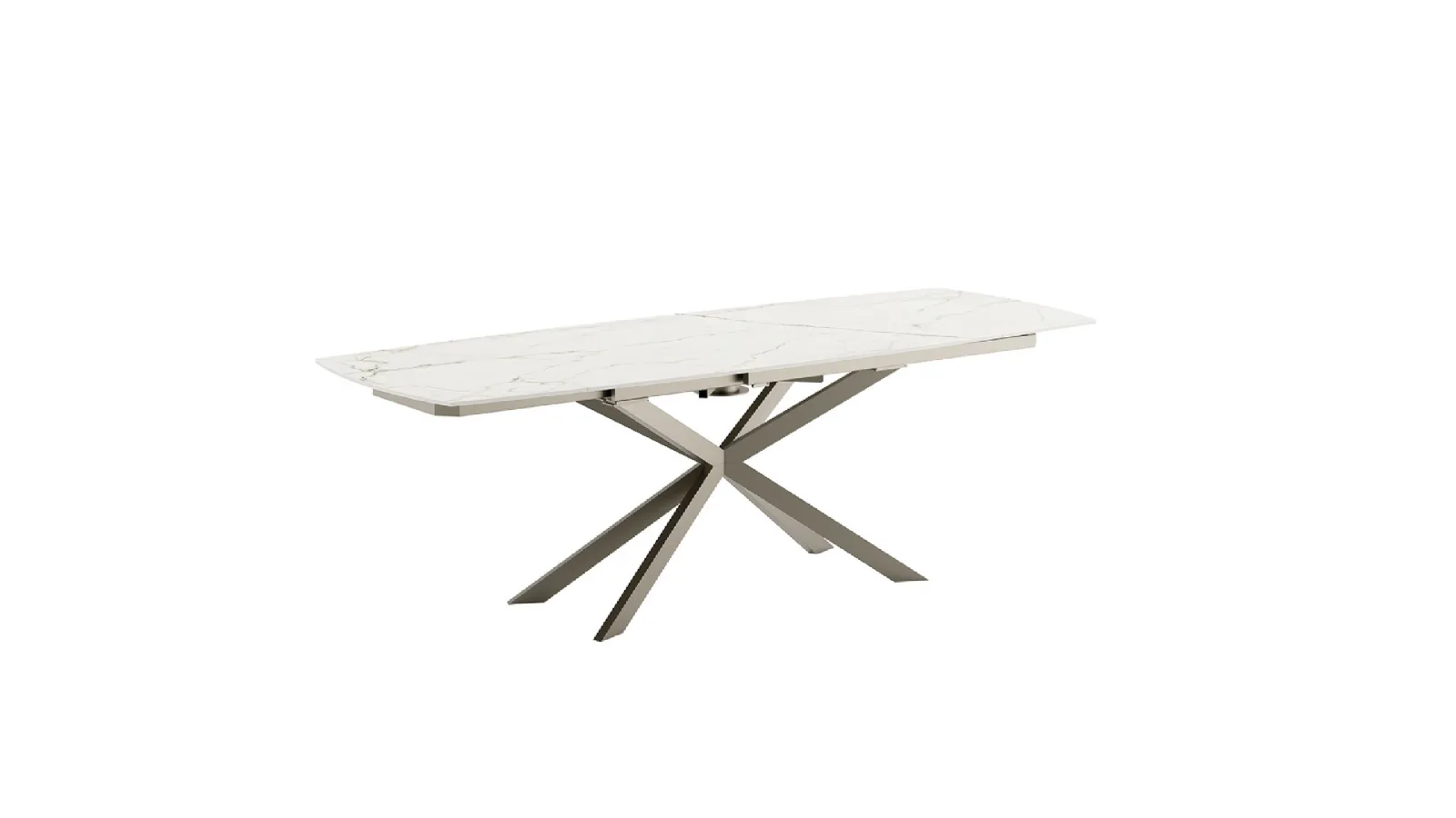 Extendable table Kanto Caranto with ceramic top and metal structure by Veneta Cucine.