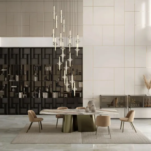 Extendable Kimono table in SuperMarble by Bontempi