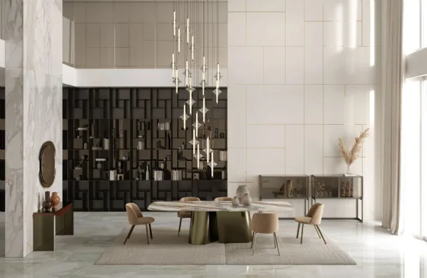 Extendable Kimono table in SuperMarble by Bontempi