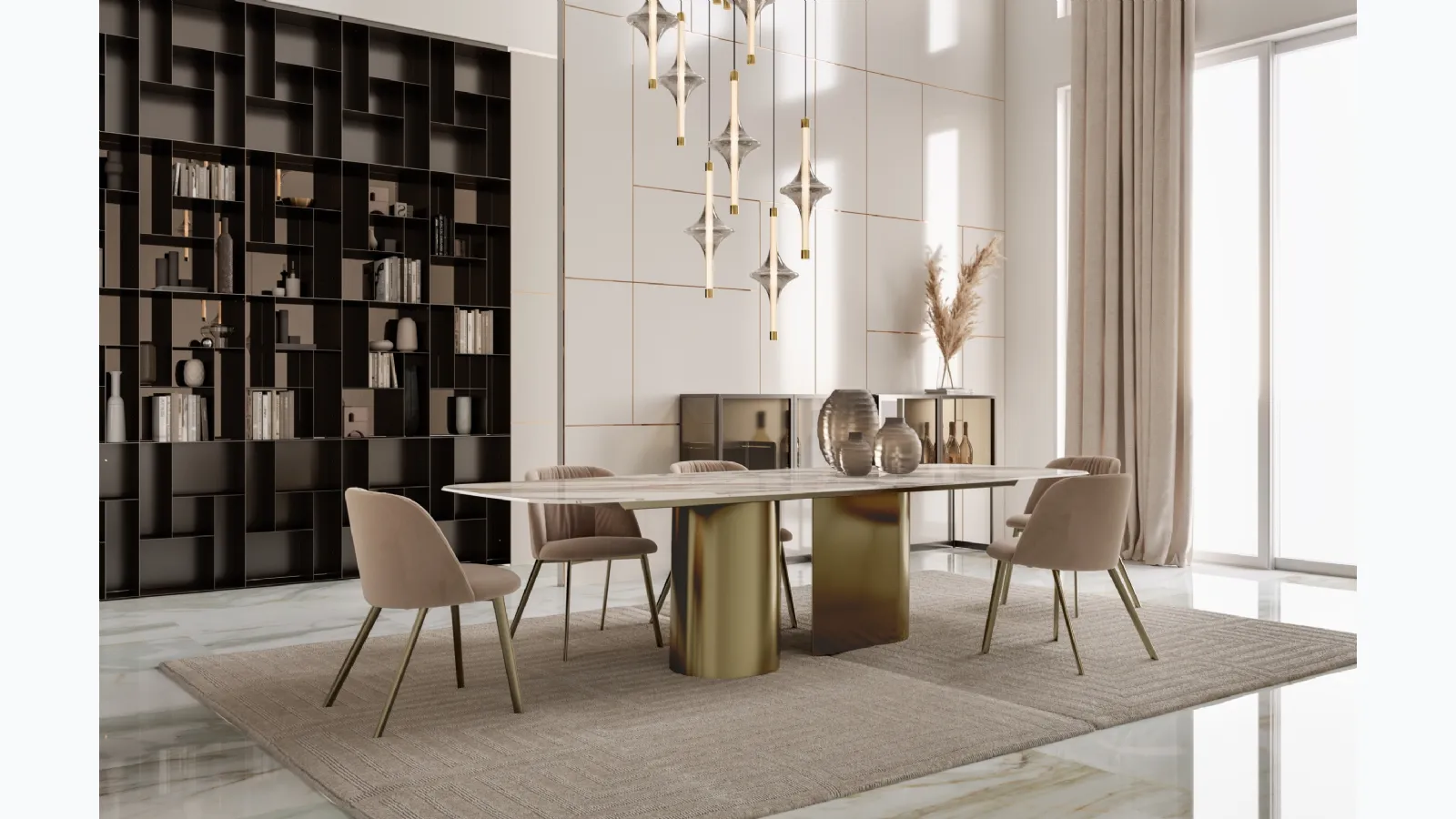 Extendable Kimono table in SuperMarble by Bontempi