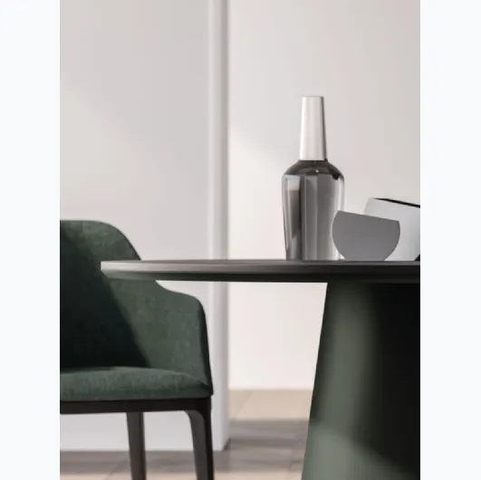Round table Koni with textured melamine Carbon top by Orme.