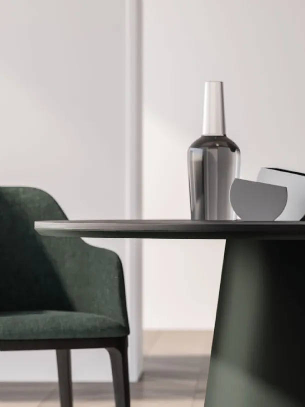 Round table Koni with textured melamine Carbon top by Orme.