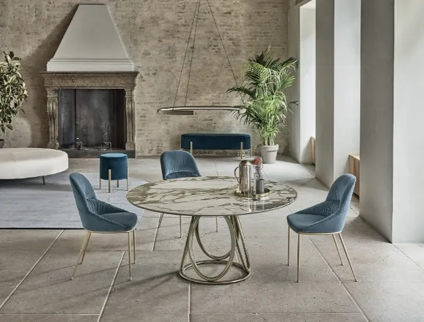 Louis Round table in SuperMarble by Bontempi