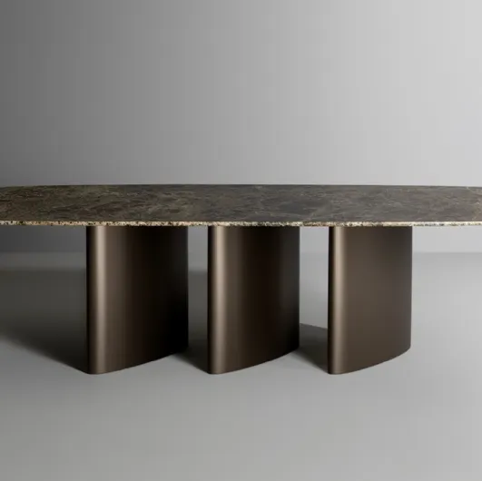 Louver table with marble top by Bonaldo