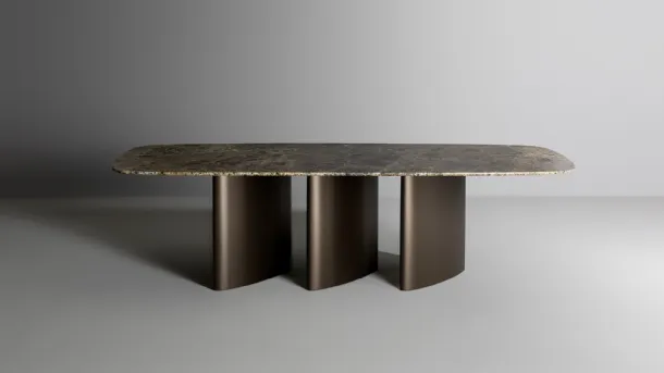 Louver table with marble top by Bonaldo
