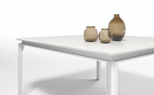 Mille glass and metal table by Minotti Italy.