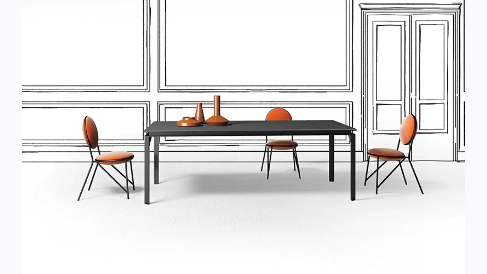Mille glass and metal table by Minotti Italy.