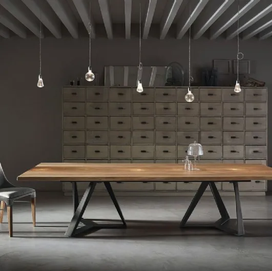 Millennium XXL table with solid wood top by Bontempi.