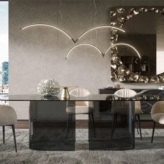 Glass table Millerighe by Tonin Casa.