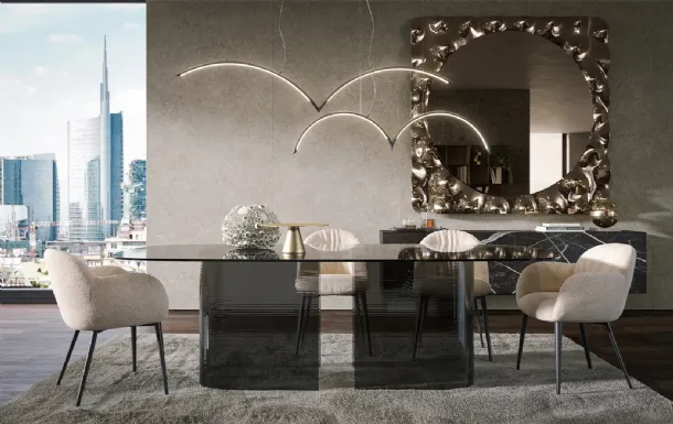Glass table Millerighe by Tonin Casa.