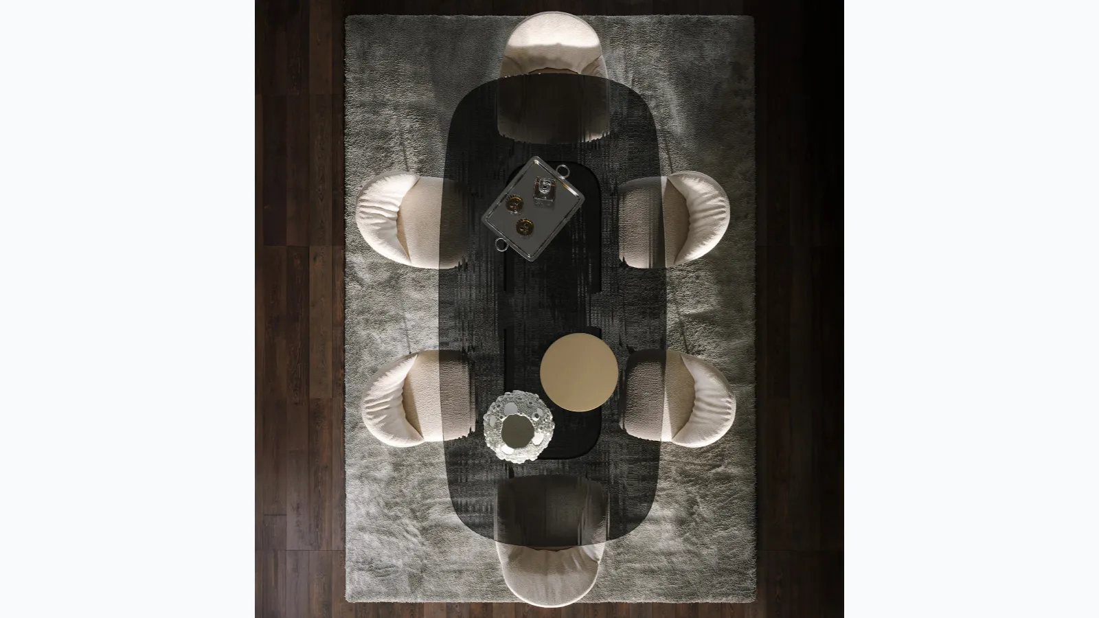 Glass table Millerighe by Tonin Casa.