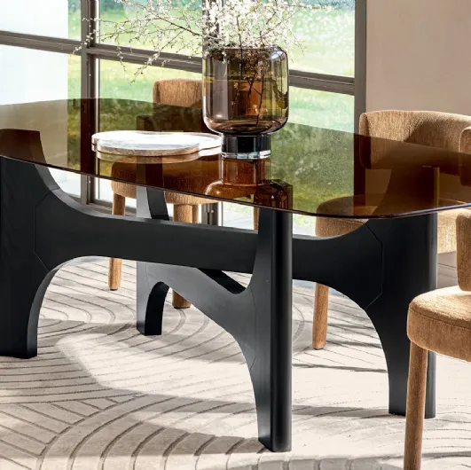 Nogu glass table by Calligaris