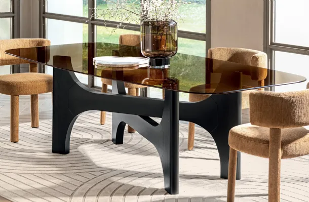 Nogu glass table by Calligaris