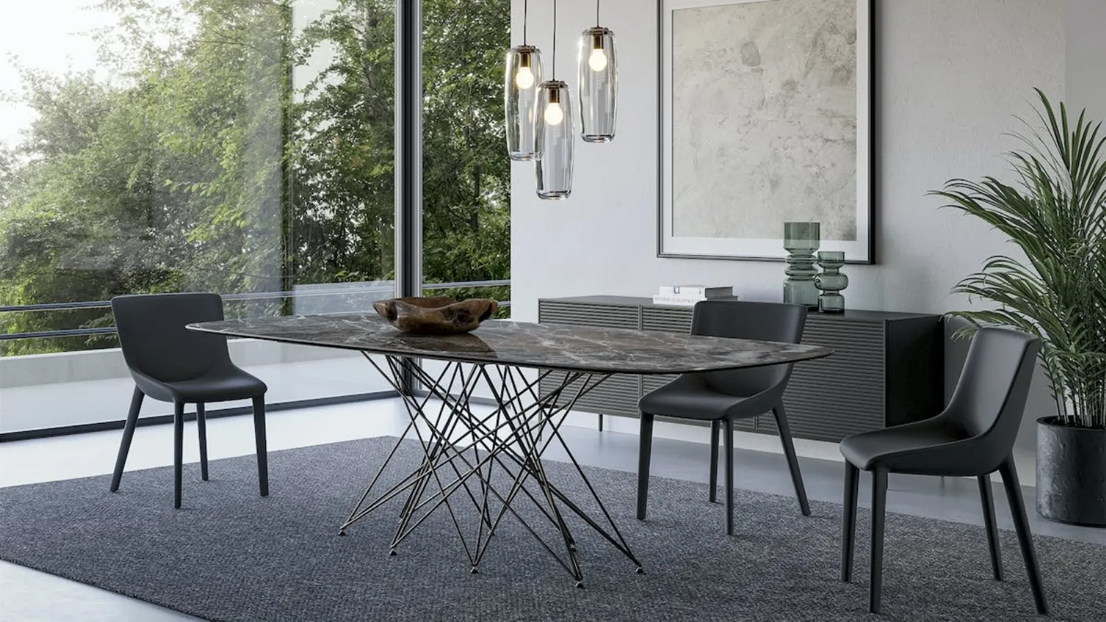 Octa ceramic table with metal base by Bonaldo