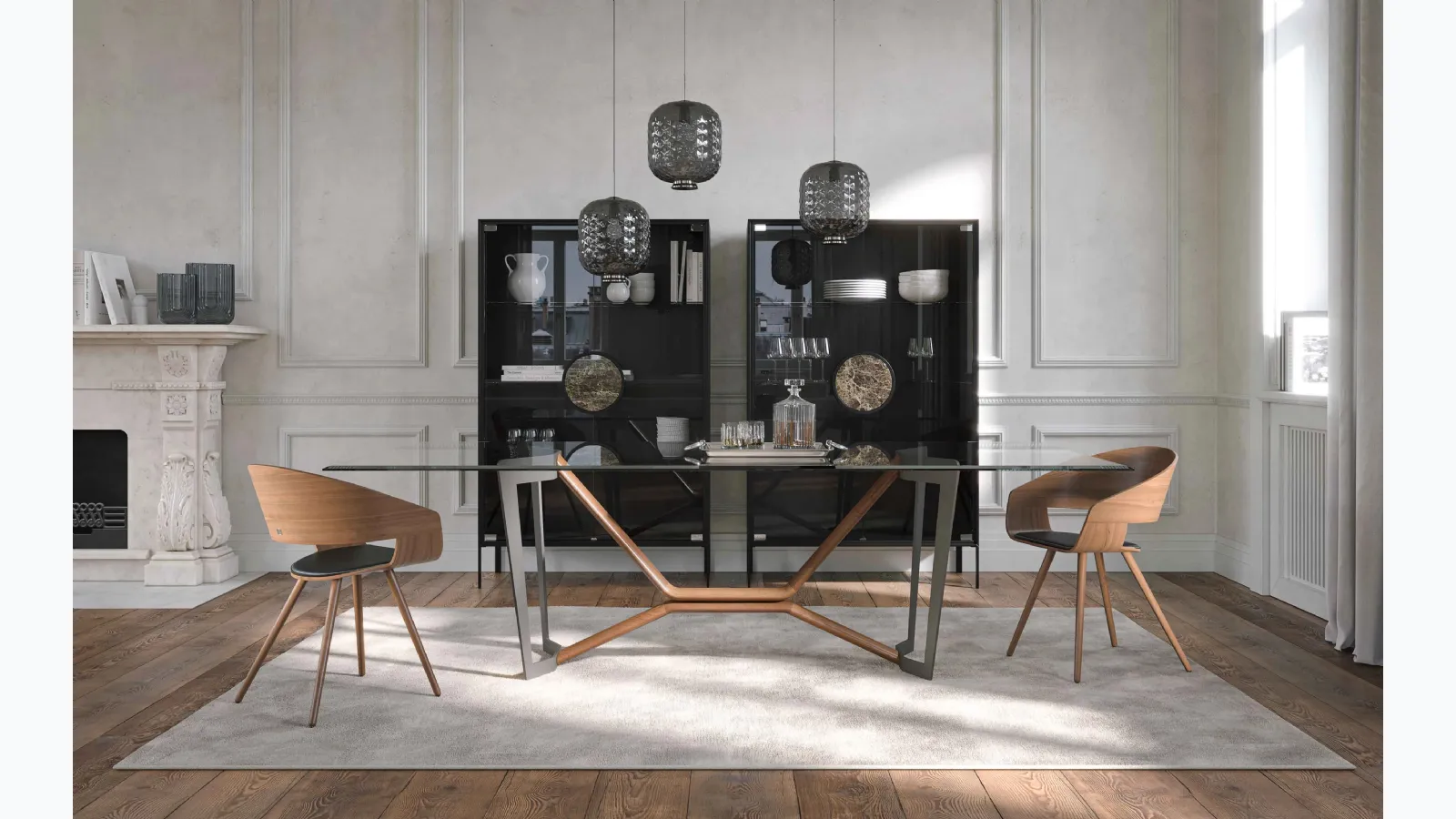 Oliver table with glass top by Tonin Casa.