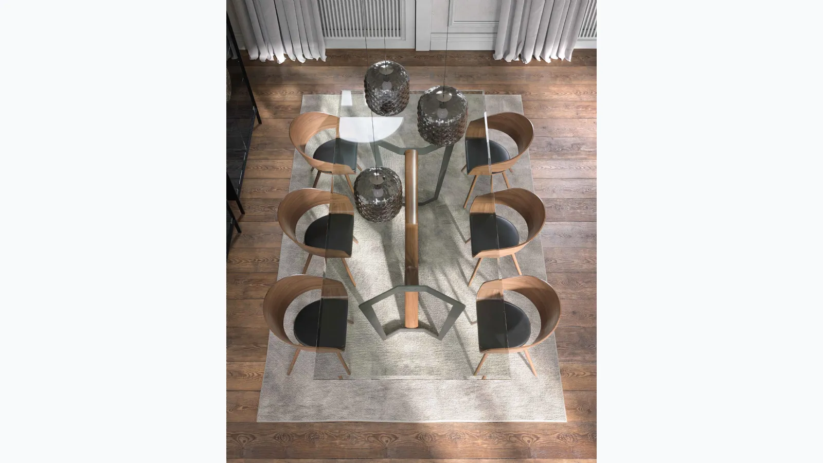 Oliver table with glass top by Tonin Casa.