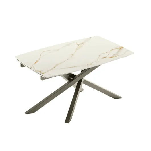 Extendable Ouverture Caranto table with ceramic top and metal structure by Veneta Cucine.