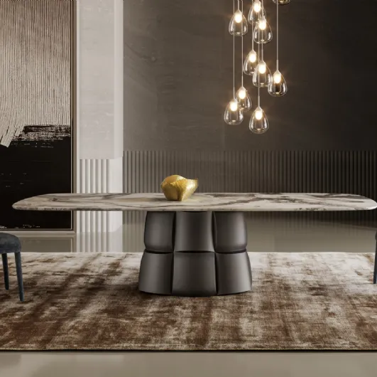Palazzo table with marble top and polyurethane base by Bonaldo.
