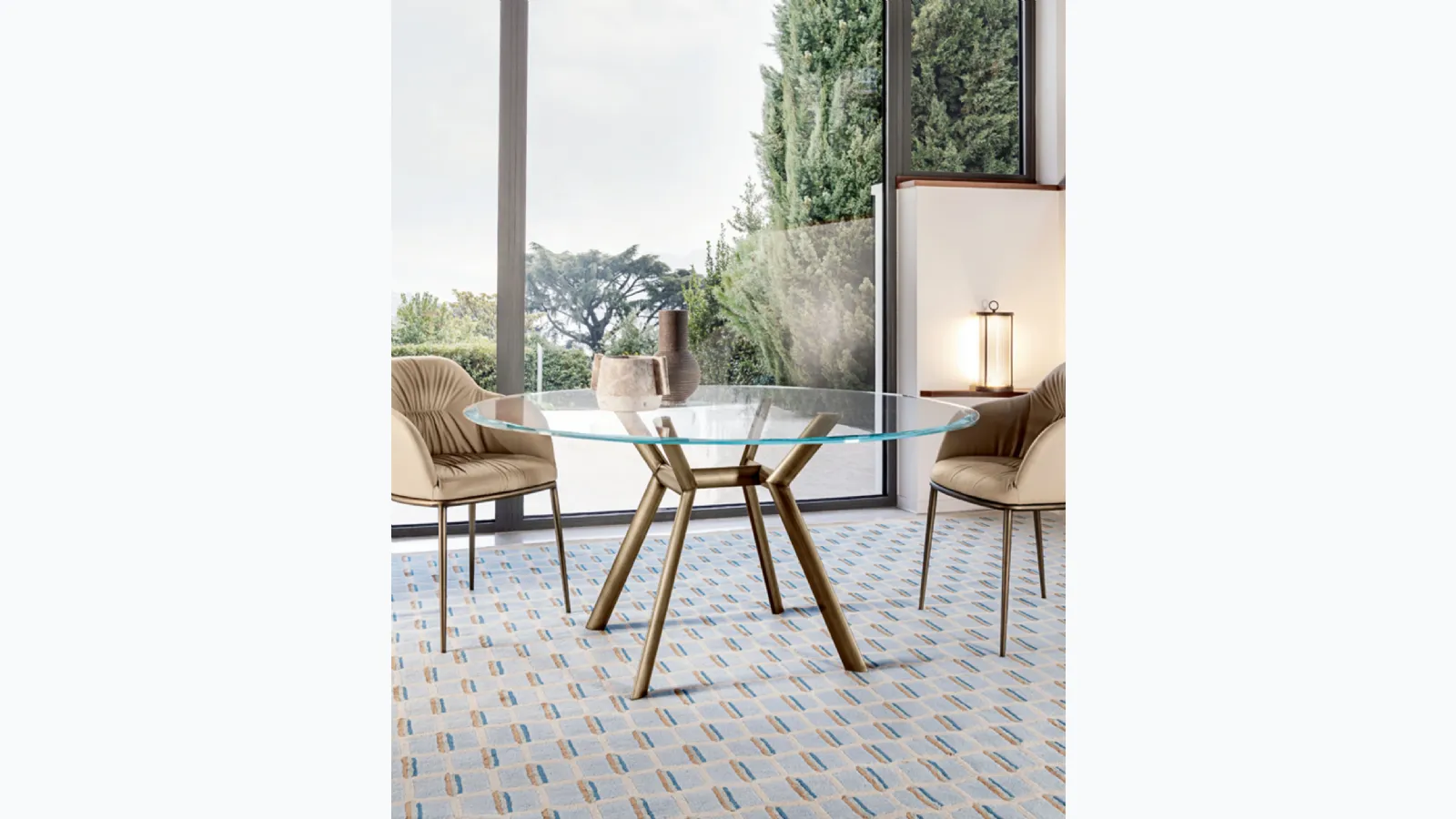 Round Paradise table in crystal by Riflessi.