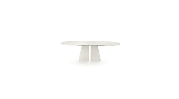 Oval Pillar table in marble and cement by Ditre Italia.