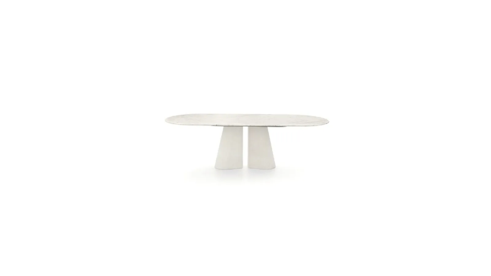 Oval Pillar table in marble and cement by Ditre Italia.