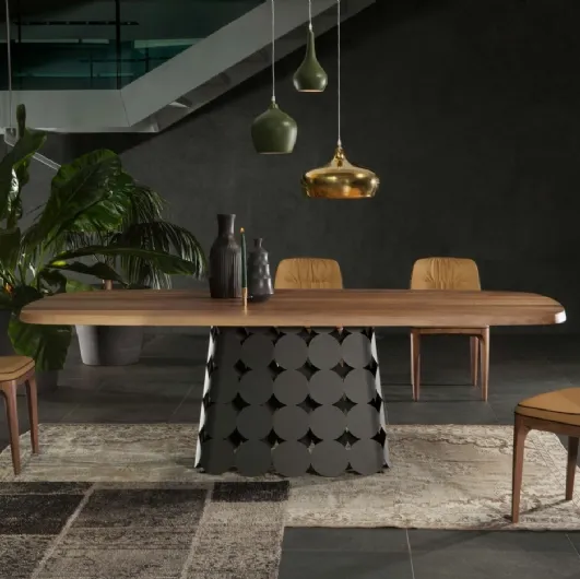 Pois table with wooden top and metal base by Tonin Casa.