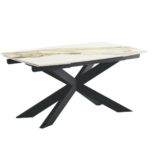 Extendable table Prelude Caranto with ceramic top and metal base by Veneta Cucine.